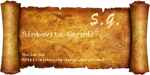 Sinkovits Gergő névjegykártya